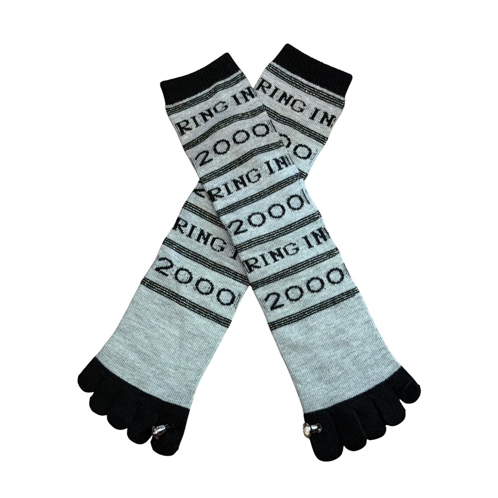 Vintage 90's NWOT Ring In 2000 Toe Socks Y2K Millennium Harajuku Novelty Bell